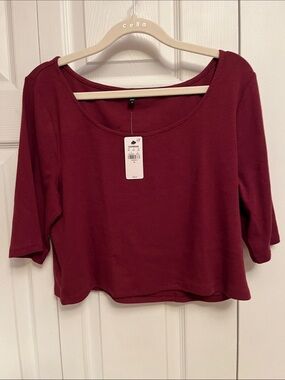 Express Burgundy Scoop-Neck Crop Top